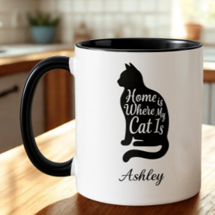 Herzerwärmendes minimalistisches Silhouette-Katzen Tasse