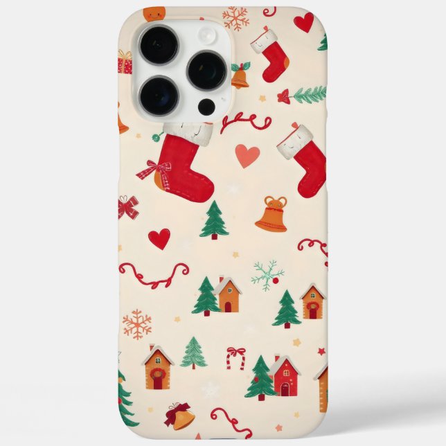 herzerwärmendes Weihnachtsmuster iPhone 16 Pro Max Hülle (Rückseite)