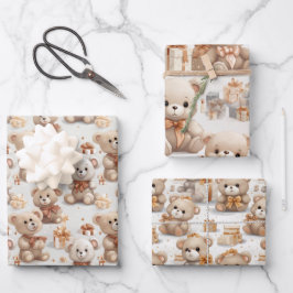 Herzerwärmung Weihnachts Teddy Bears Muster Geschenkpapier Set
