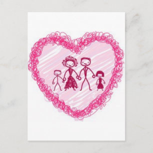 Herzfamilie Postkarte