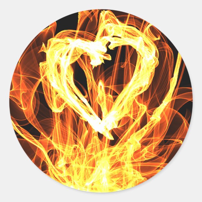 Herzfeuer Runder Aufkleber (Vorderseite)