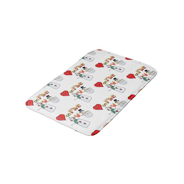 Herzfeuer Snowman Duschmatte Badezimmer Badematte (Schrägansicht)