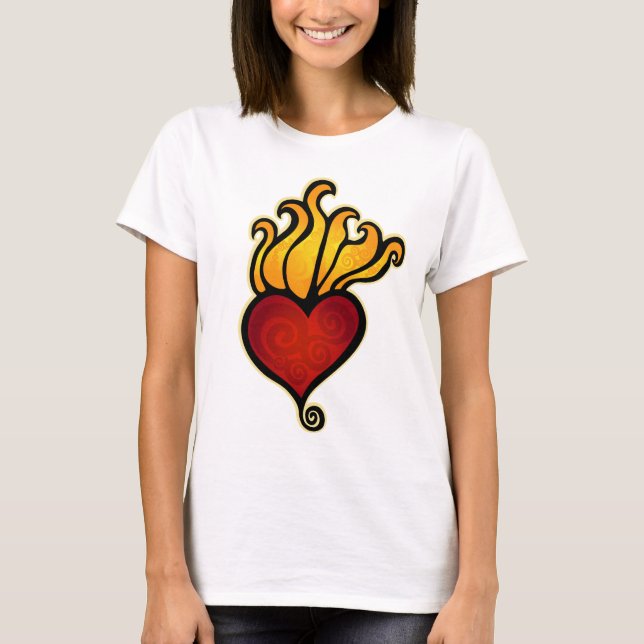 Herzflamme Tattoo Design T-Shirt (Vorderseite)
