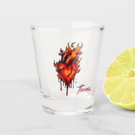 Herzflammen. Schnapsglas