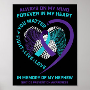 Herzflüge im Gedenken an Nephew Selbstmordgedanken Poster