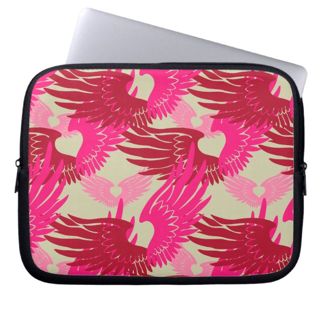 Herzflügel Camouflage: Rosa & Beige Laptopschutzhülle (Vorderseite)