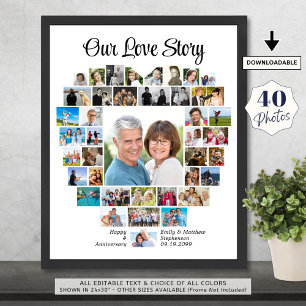 Herzform 40 Foto Collage Unsere Liebe Story Custom