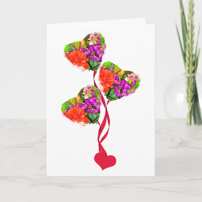 Herzform Bouquet der Summer Blume Card Karte (Vorderseite)
