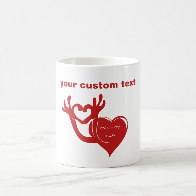 Herzform Cartoon Charakter macht Herz Kaffeetasse (Mittel)