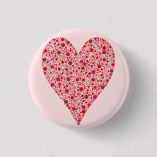 Herzform Crimson Polka Punkte auf Rosa Button