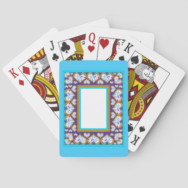 Herzform Diamanten Gold Aqua Spielkartenspiele Spielkarten (Rückseite)