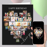 Herzform Foto Collage Liebe Skript Geburtstag Karte<br><div class="desc">Sage "Happy Birthday" mit einer Liebe Herz Foto Collage Card. Die Fotovorlage ist für Sie Set, um Ihre Bilder hinzuzufügen, und arbeitet in Reihen von oben bis unten. Die Foto-Collage enthält 29 Fotos, die in einer Mischung aus Portrait, Landschaft und Quadrat/Instragram-Formaten dargestellt werden. "Liebe Sie" wird in handgeschriebenen Schriften geschrieben...</div>