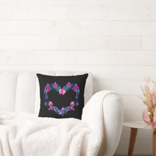 Herzform Orchid Schwarzes Kissen