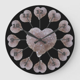 Herzform Pink Amethyst Schwarze Acrylwand Uhr