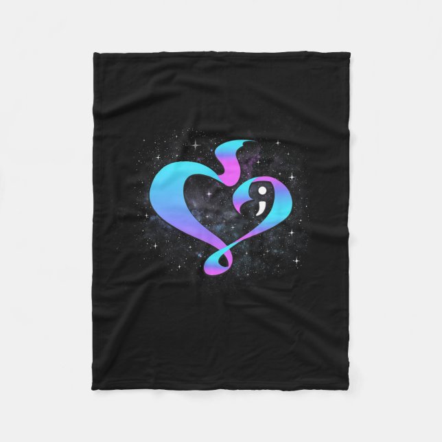 Herzform Semicolon - Suizidprävention Awarene Fleecedecke (Vorderseite)