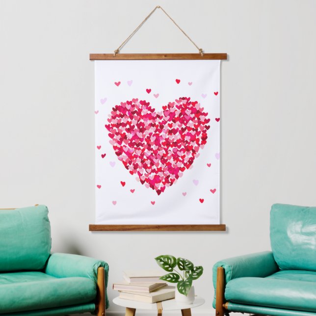 Herzform Valentinstag Liebe Geschenk Wandteppich Mit Holzrahmen (Wohnzimmer)
