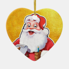 Herzform Weihnachtsdekoration fröhlich Santa. Keramik Ornament