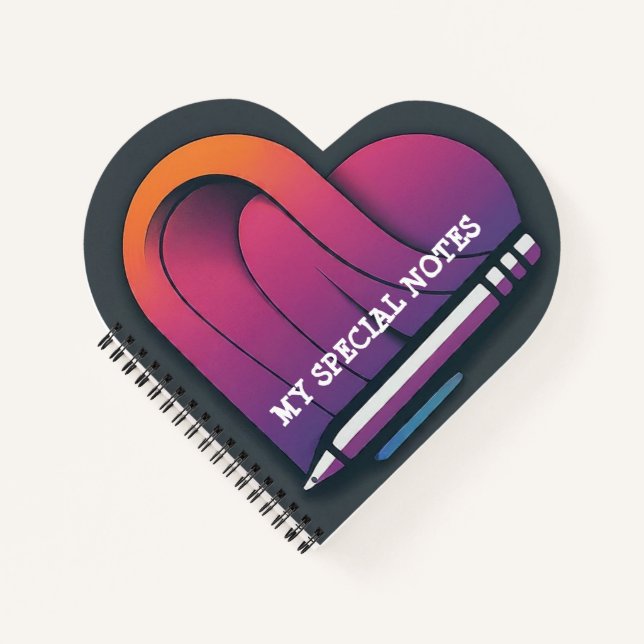 Herzförmig mit Pen Spiral Bound Notizbuch (Vorderseite)