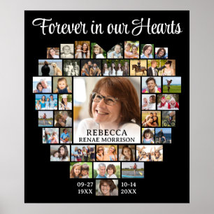 Herzförmige 41er Fotocollage Gedenk- Trauerfeier Poster