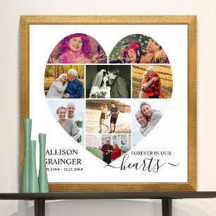 Herzförmige 9-Foto-Collage für immer in unseren He Poster