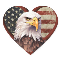 Herzförmige amerikanische Flaggen-Aufkleber