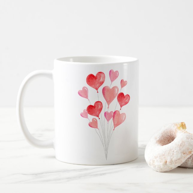 Herzförmige Ballons Kaffeetasse (Mit Donut)