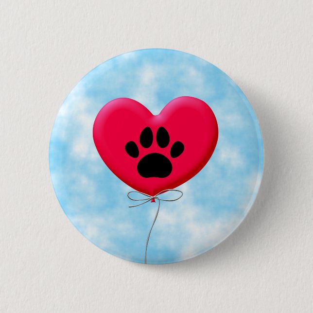 Herzförmige Balloons mit Hundeschraube drucken Button (Vorderseite)