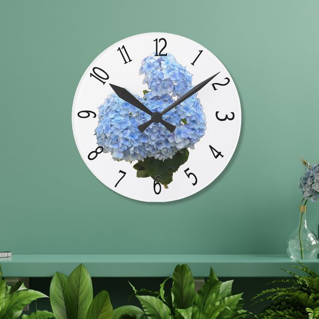 Herzförmige Blaue Hortensie Runde Wanduhr (Von Creator hochgeladen)