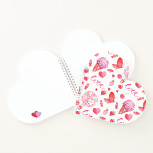 Herzförmige Blume & Liebe SpiralNotebook Notizbuch