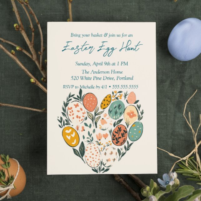 Herzförmige Eier und Blume Ostereier Jagen Einladung (Von Creator hochgeladen)
