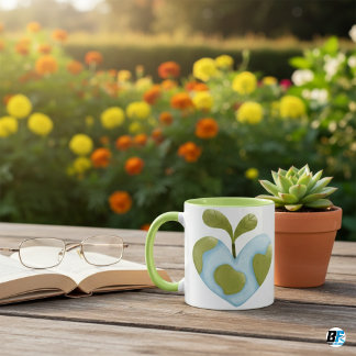 Herzförmige Erde mit Sprout Öko Elegant Tasse