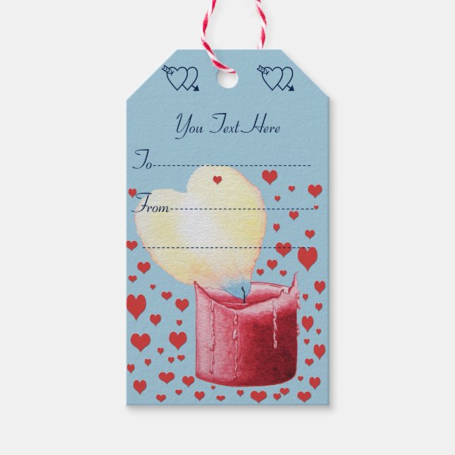 Herzförmige Flammenkerze romantisches Design Geschenkanhänger (Vorderseite)