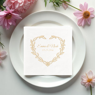 Herzförmige florale Hochzeit Servietten Mit Folie