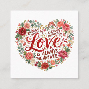 Herzförmige florale Typografie Quadratische Visitenkarte