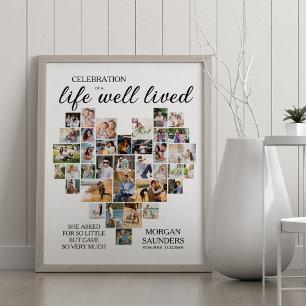 Herzförmige Fotocollage Beerdigung Gut gelebtes Le Poster