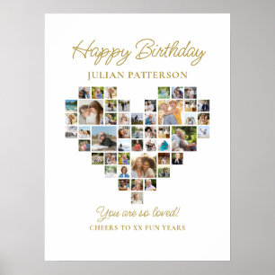 Herzförmige Fotocollage-Birthday-Party-Willkommens Poster