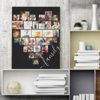 Herzförmige Fotocollage Familien Schriftzug