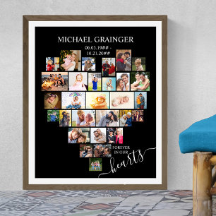 Herzförmige Fotocollage Gedenkfeier Beerdigung Poster
