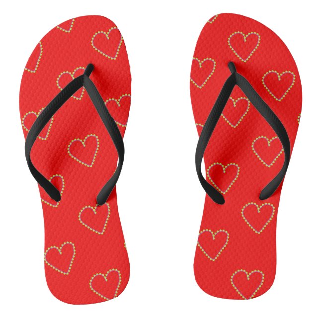 Herzförmige Herzen auf rot Flip Flops (Fußbett)