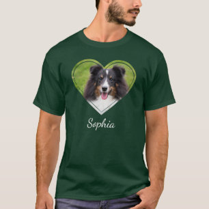 Herzförmige Hunde-Foto-Vorlage mit eigenem Namen d T-Shirt
