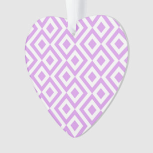 Herzförmige Lavendel und Weiße Mäander-Ornament Ornament