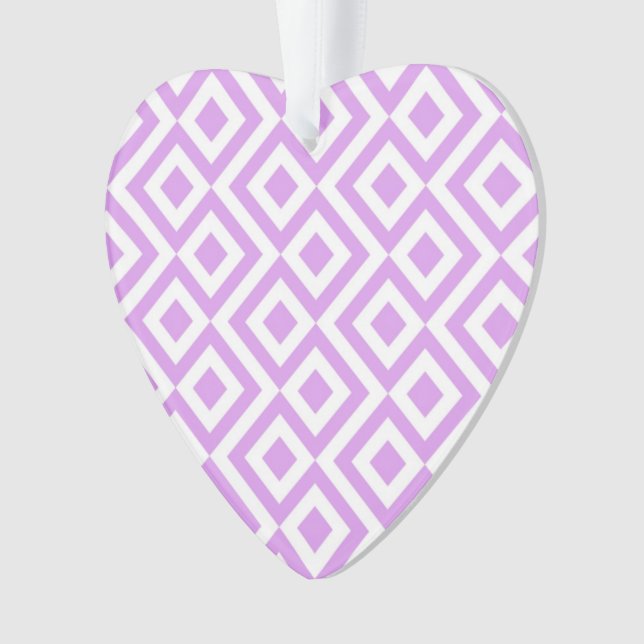 Herzförmige Lavendel und Weiße Mäander-Ornament Ornament (Vorderseite)