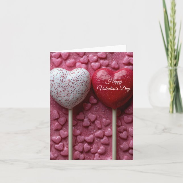 Herzförmige Lolloi-Pop Valentinins Gruß Karte (Vorderseite)
