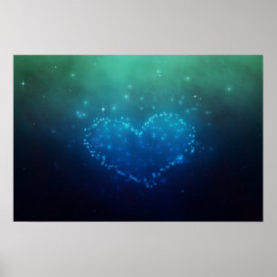 Herzförmige Nachtstars Poster