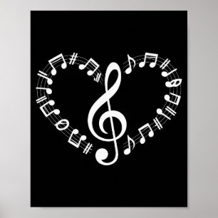 Herzförmige Noten Musikliebhaber Happy Valen Poster