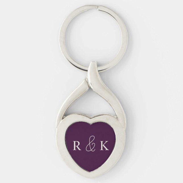 Herzförmige Paare Liebe mit Monogramm Schlüsselanhänger (Vorderseite)