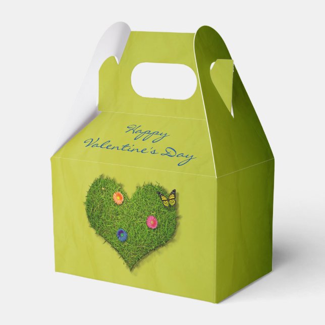 Herzförmige Rasen-Blume Schmetterling Geschenkschachtel (Vorderseite)