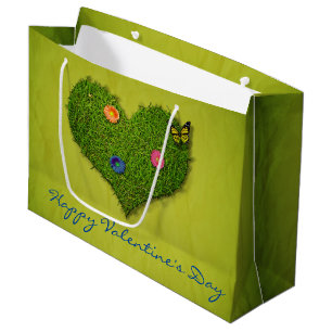 Herzförmige Rasen-Blume Schmetterling Große Geschenktüte