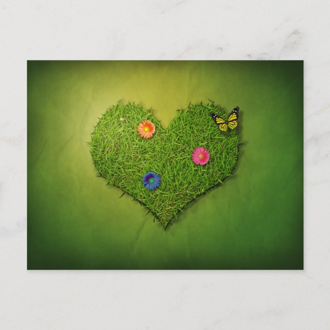 Herzförmige Rasen-Blume Schmetterling Postkarte (Vorderseite)