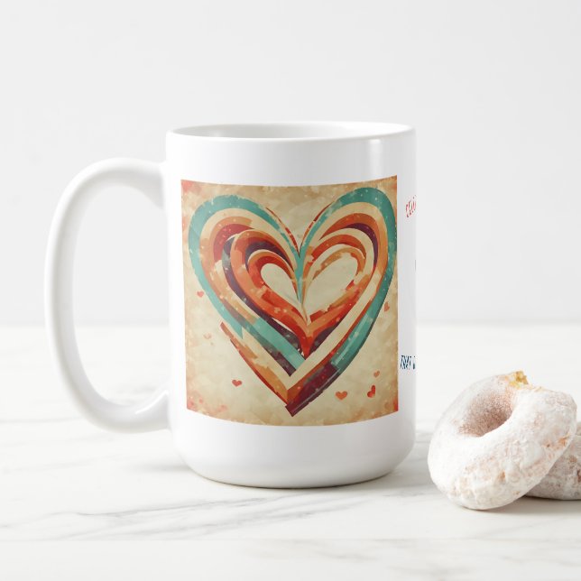 Herzförmige Retro Kaffeetasse (Mit Donut)